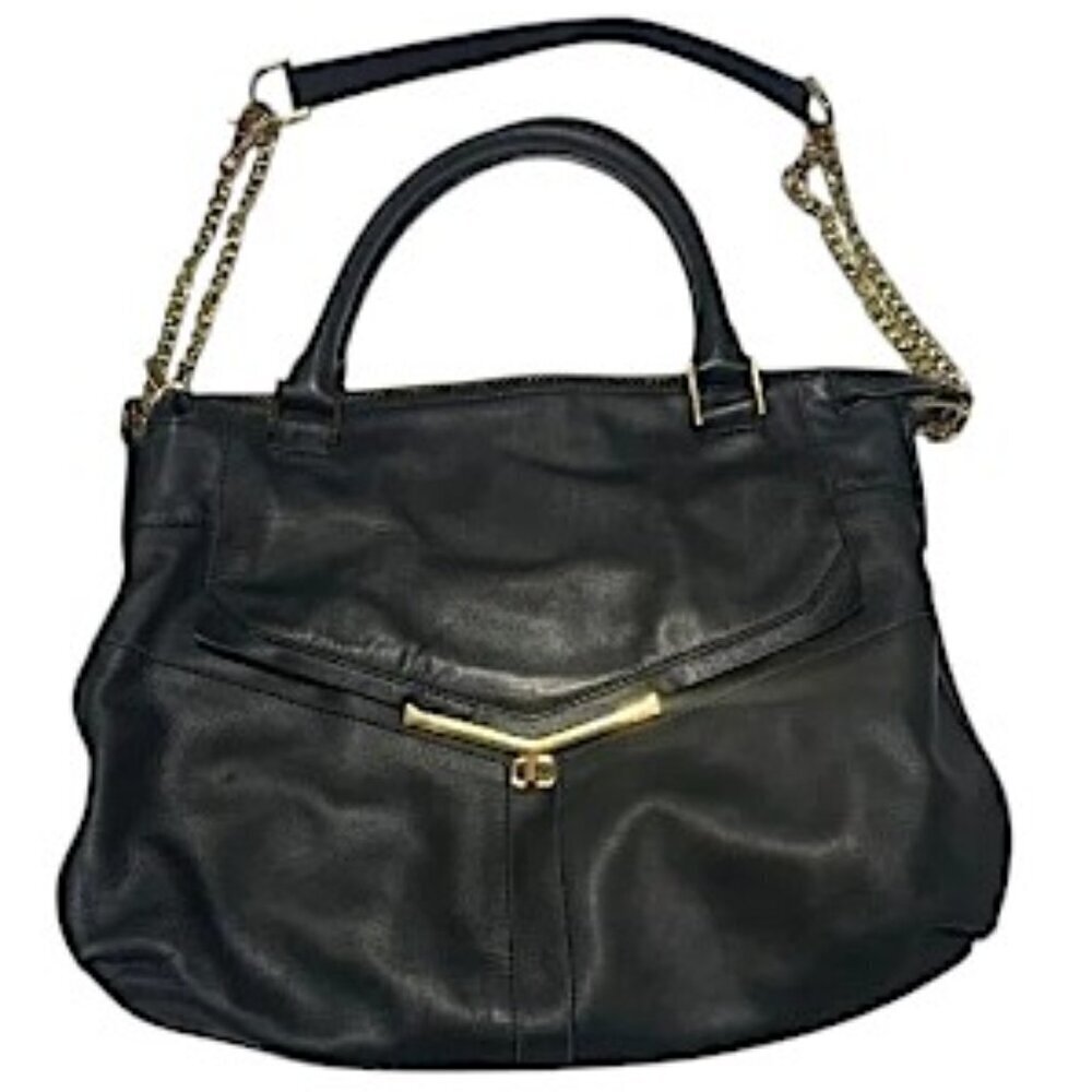Botkier Valentina Black Leather Satchel with chain strap